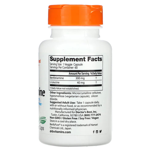 Image of Benfotiamine 300mg 60caps supplement facts